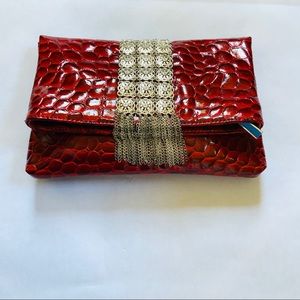 White House Black Market Croc Embossed Clutch